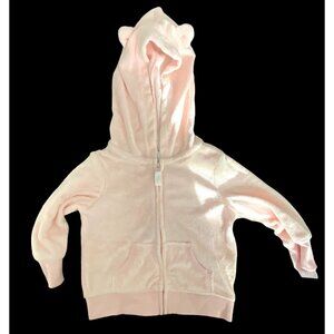 New Carter's Girls 9m Pink Fleece Hoodie Jacket Top Bear Ears on Hood